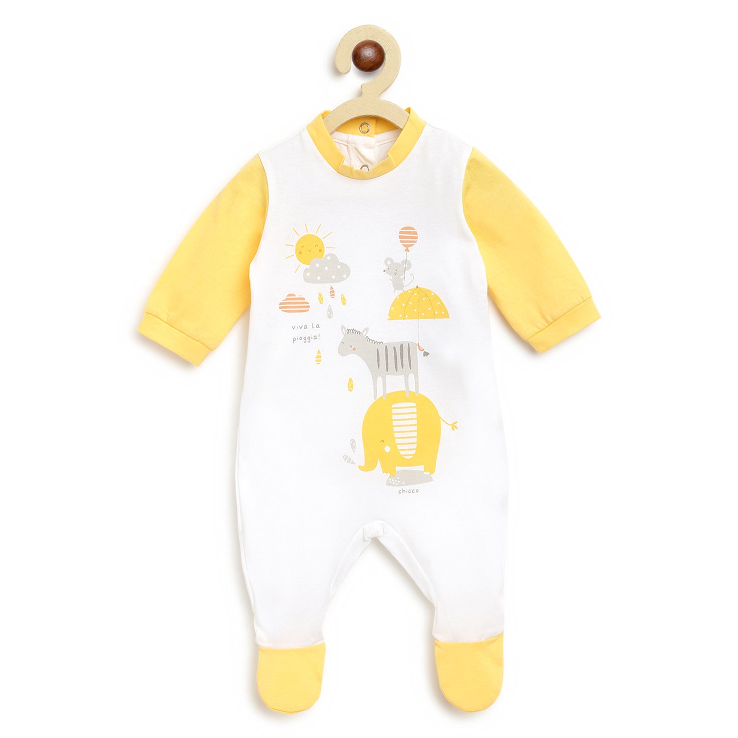 Printed Long-Sleeve Babysuit Pink-White
